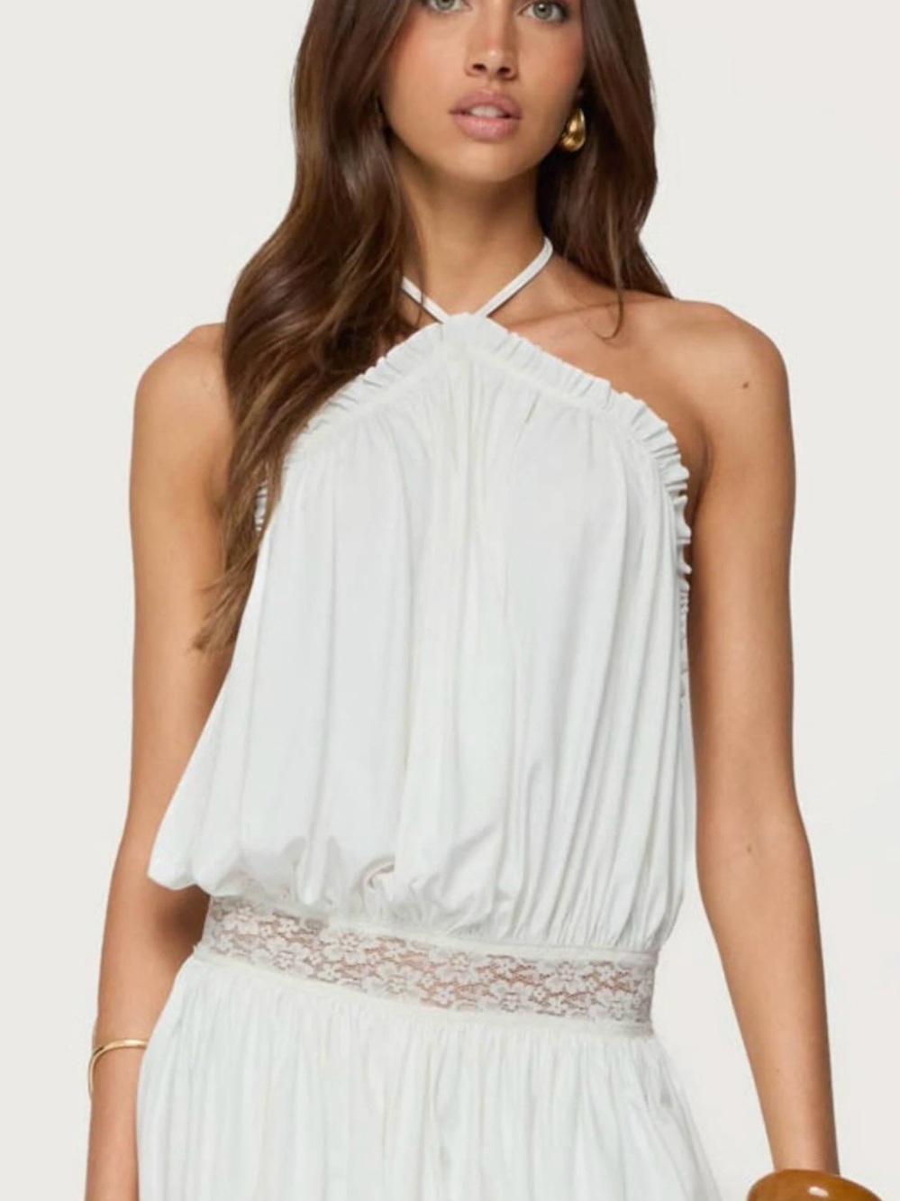 Wildfox White Ruffled Bodice Dress with Pink Logo Tag